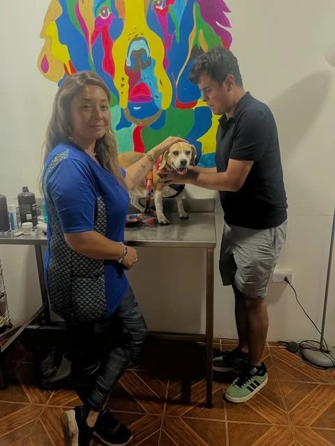 Perro acompañado durante una atención en Santa Teresita